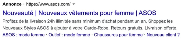 Exemple d'une annonce textuelle Google Ads