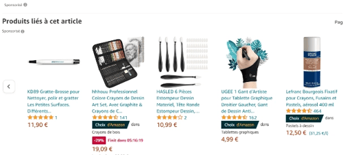 Sur cette capture d’écran, des propositions de produits du site Amazone liés à l’article consulté