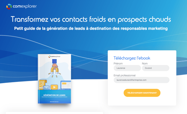 Ebook génération de leads landing page ComExplorer