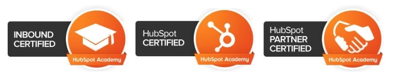 Badges de certification de HubSpot.