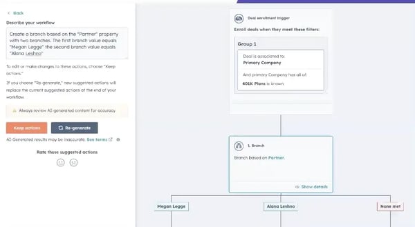 Capture d'écran montrant l'utilisation de l'intelligence artificielle dans les workflows