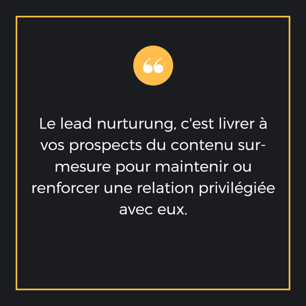 Le lead nurturung, c'est livrer à vos prospects du contenu sur-mesure pour maintenir ou renforcer une relation privilégiée avec eux.